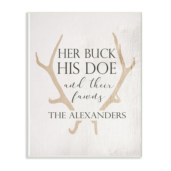 Stupell Industries " Family Personalized Antlers Her Buck His Doe And